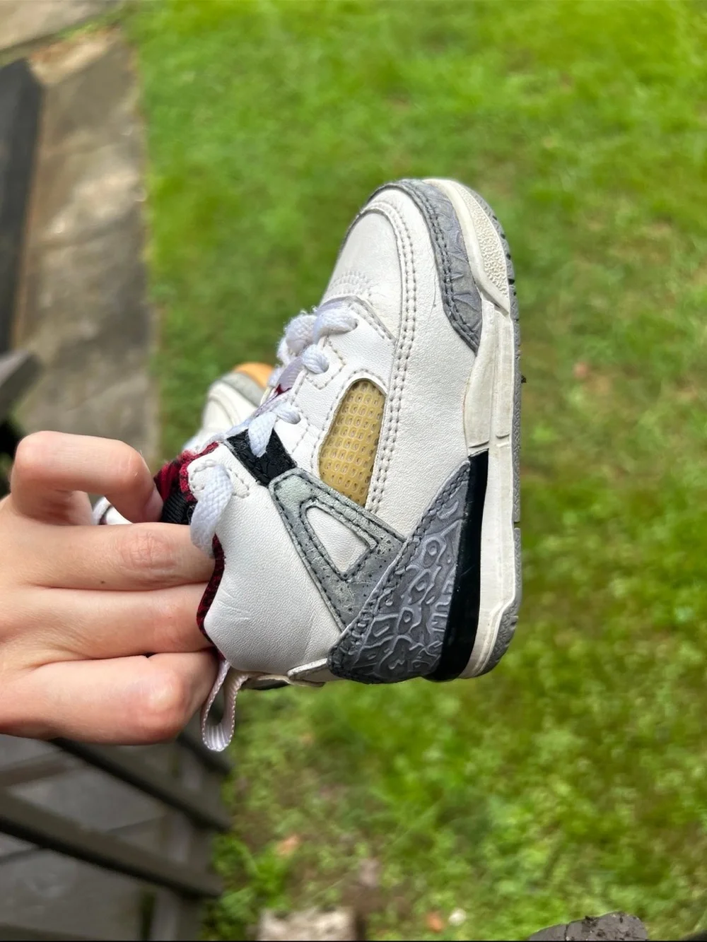 Jordan baby/Toddler White, Red & Gold Sneakers